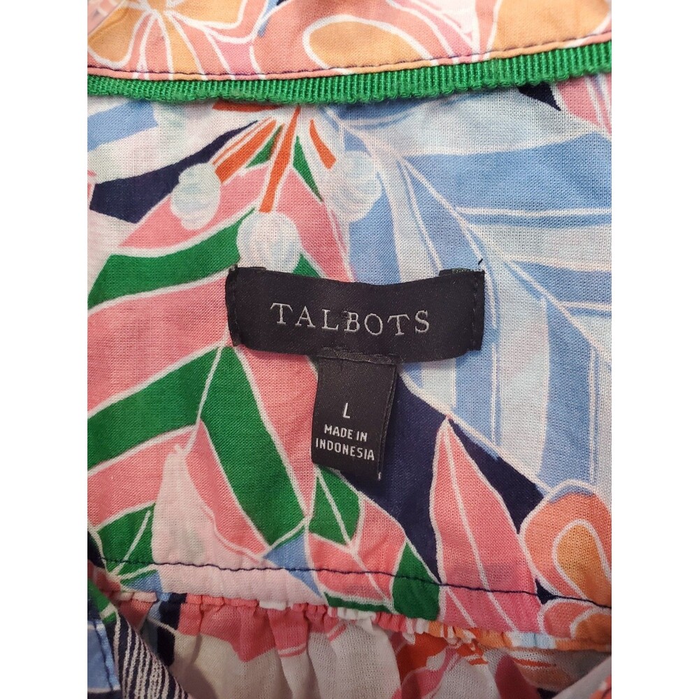 Talbots Cotton Colorful Floral Print Long Sleeve Button-Up Shirt Size Large - Picture 3 of 5